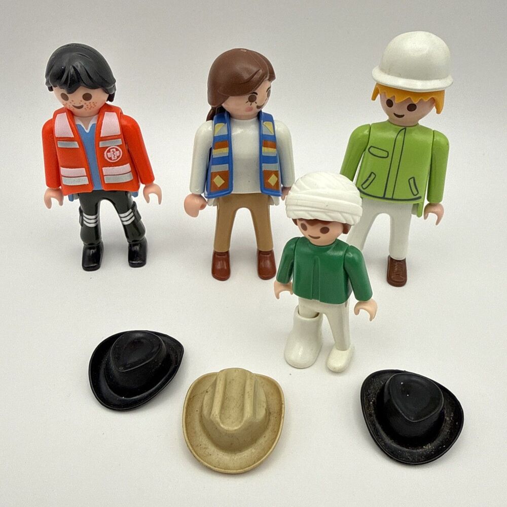 Mixed Lot 80’s 90’s 2000’s Geobra PLAYMOBIL People Figures Rescue Cowboy Hats